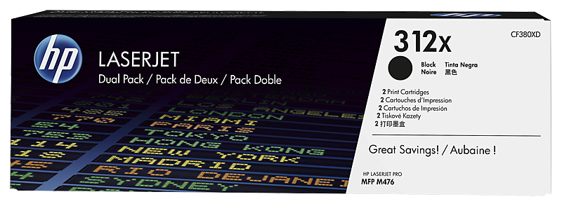 Toner Cartridge 312X Black Dual Pack (CF380XD)
